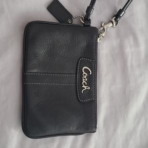 Coach black leather wristlet